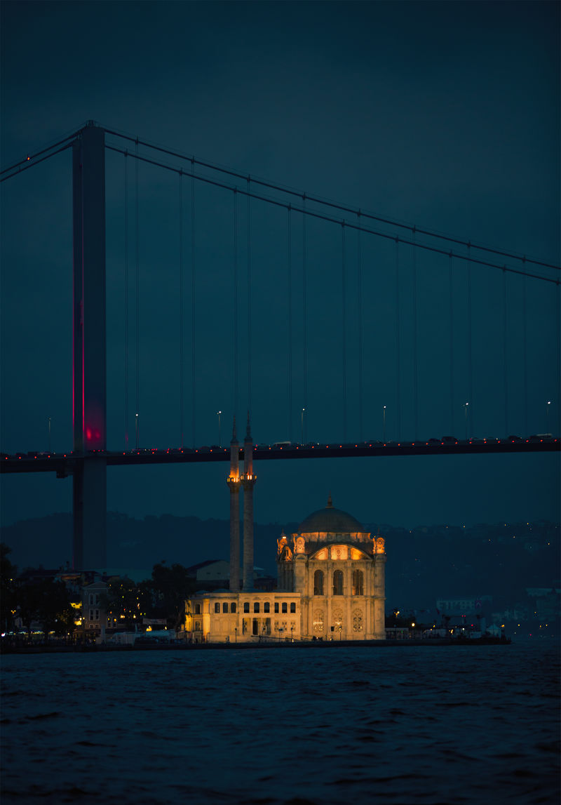 伊布尔大桥和清真寺的标志性夜景