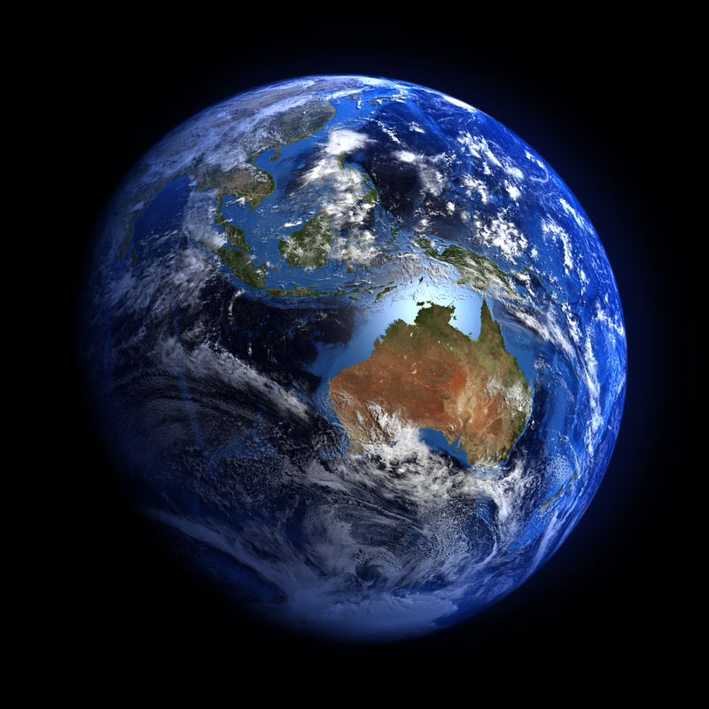 来自太空的地球显示澳大利亚和印度尼西亚非常详细的图像包括由NASA提供的元素其他方向可用