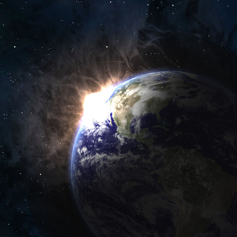在太空中有升起的太阳的地球NASA提供的这张图片的元素