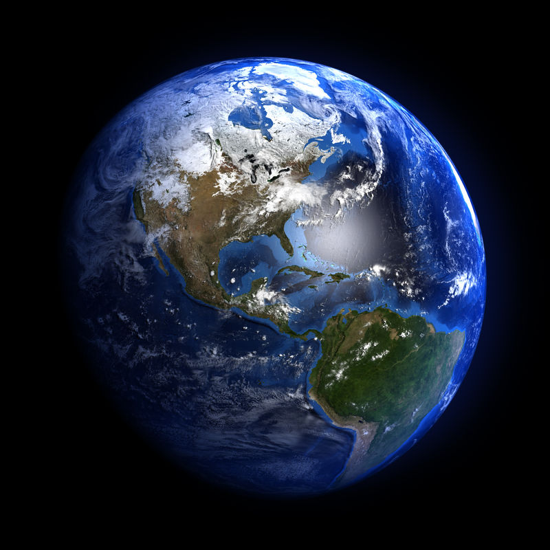 地球从太空中可以看到北美和南美非常详细的图像包括由NASA提供的元素其他方向可用