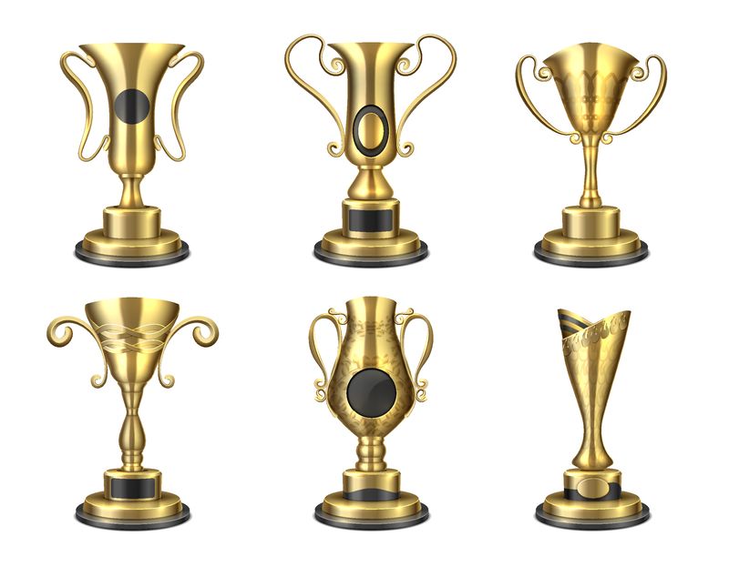金奖杯-逼真的独立杯-奖励设计模板-3D比赛获奖明星奖-向量金领袖奖励集