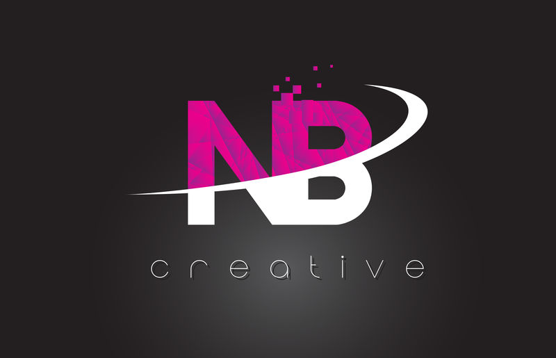 NB N B创意字母设计白粉色