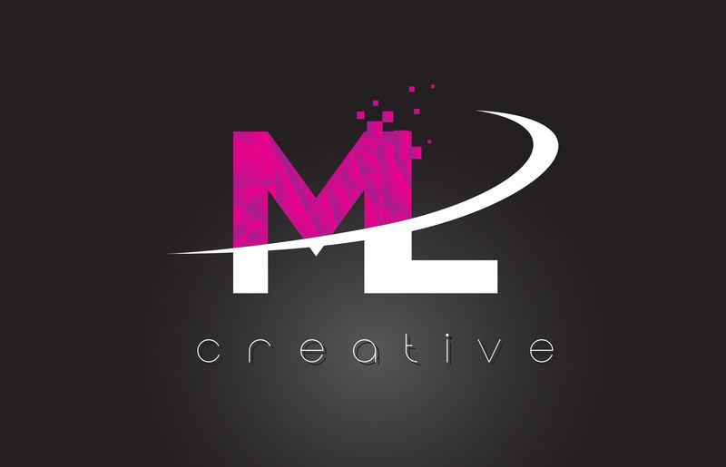 ML M L创意字母设计白粉色