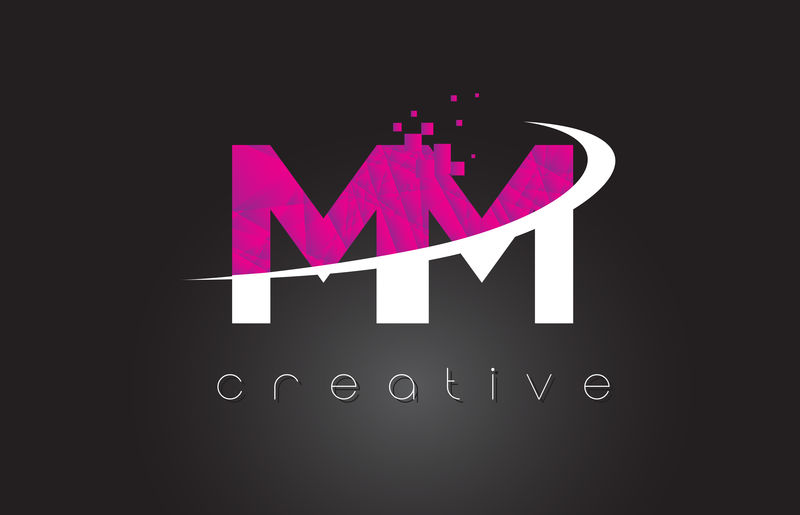m m m m白色和粉色的创意字母设计