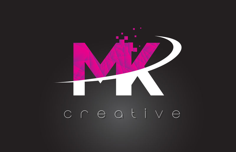 MK M K创意字母设计白粉色