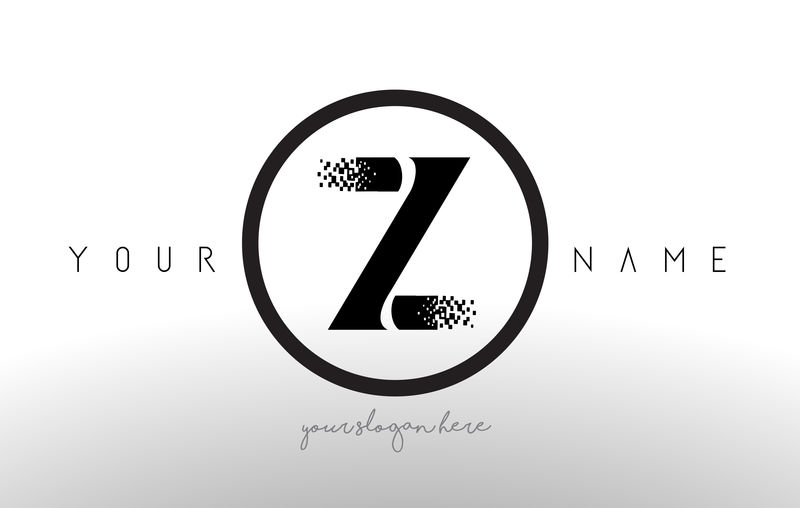 Z标志字母与数字像素技术设计矢量