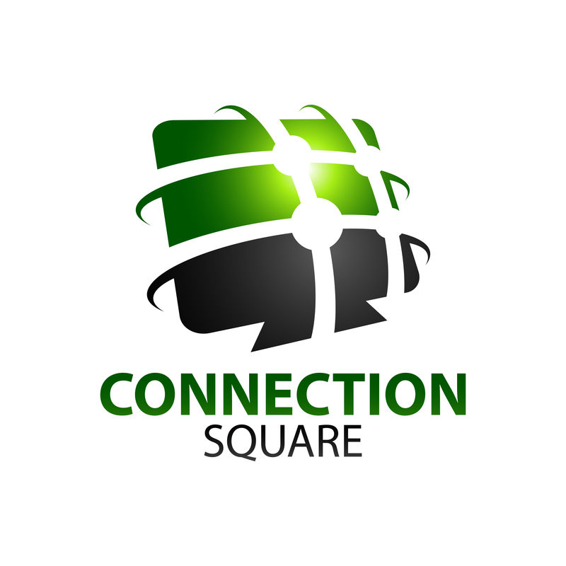 黑绿色抽象连接广场标志概念设计模板