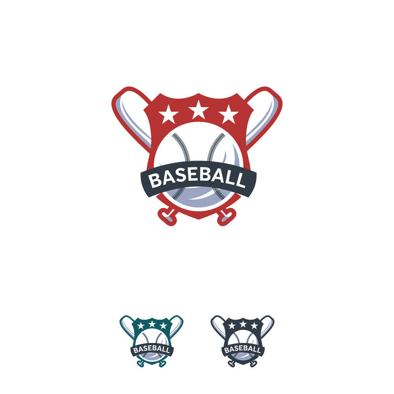 棒球运动标志设计徽章矢量模板-职业运动徽章标志