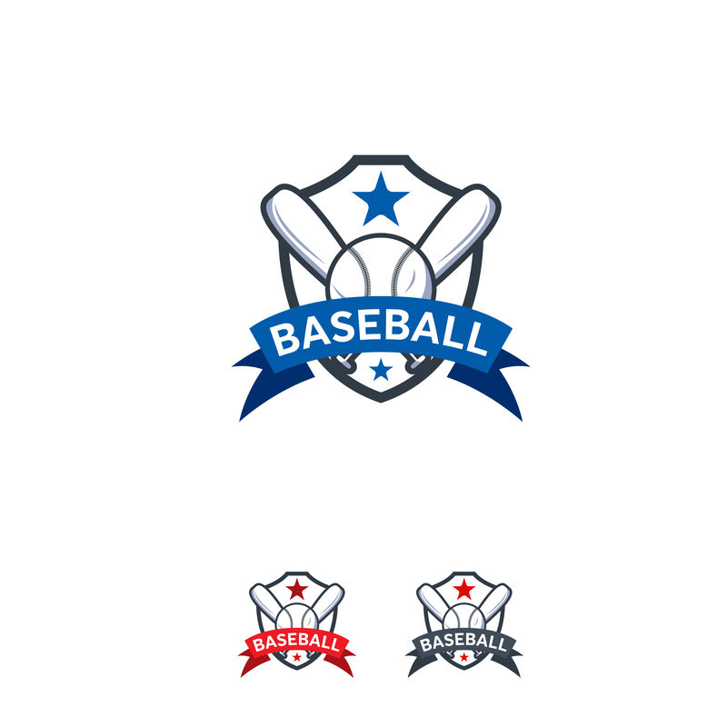 棒球运动标志设计徽章矢量模板-职业运动徽章标志