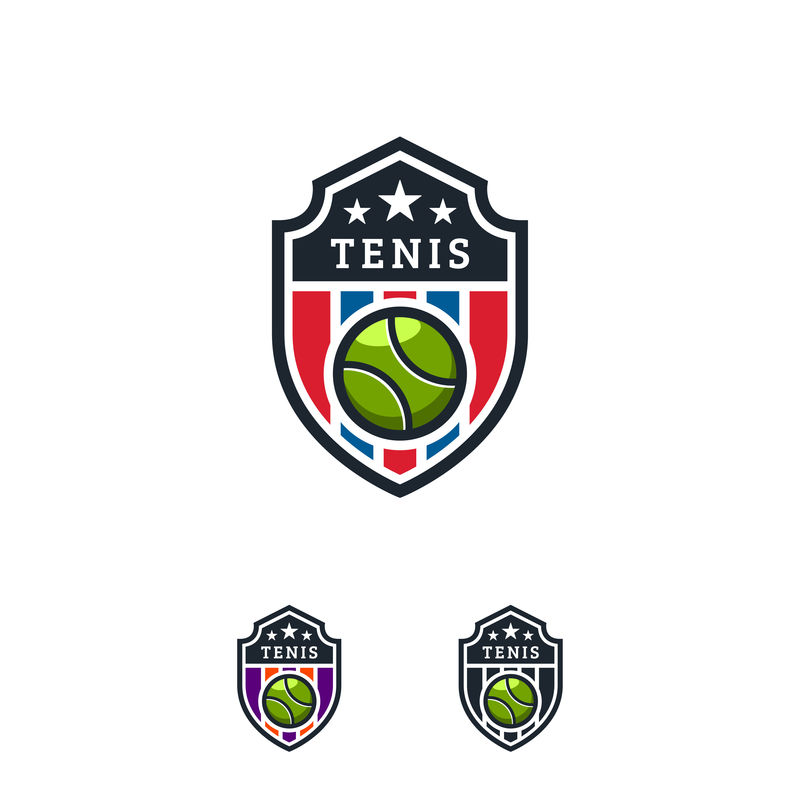 网球运动标志设计徽章-网球徽章冠军矢量