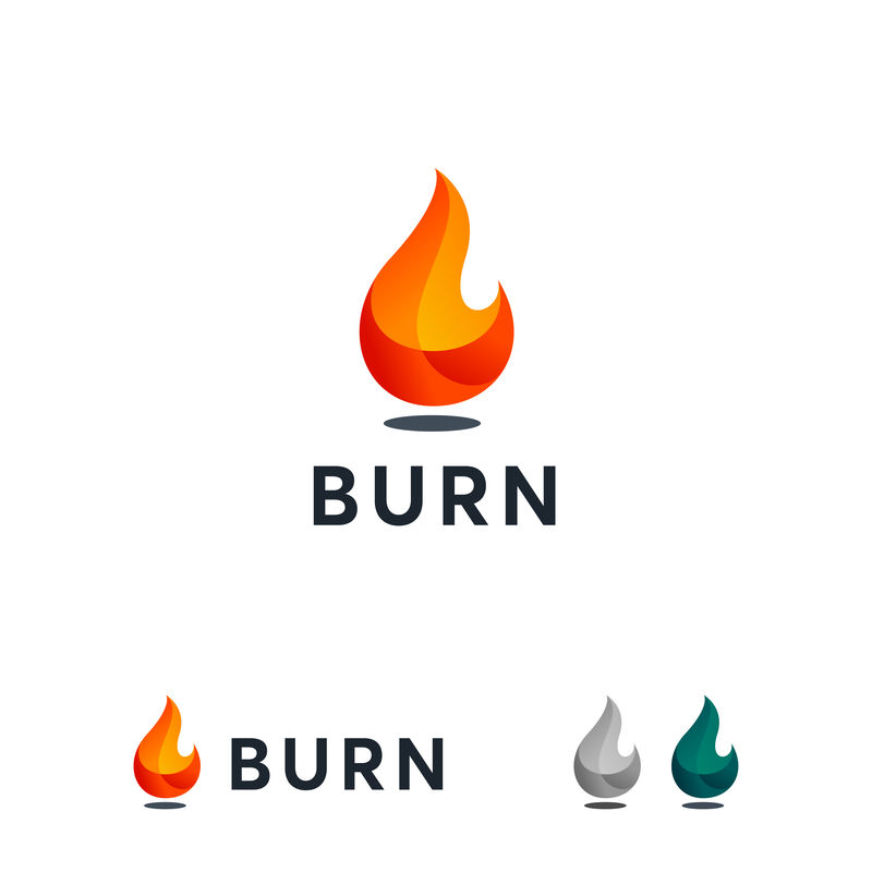三维燃烧标识设计概念向量-火焰标识设计模板