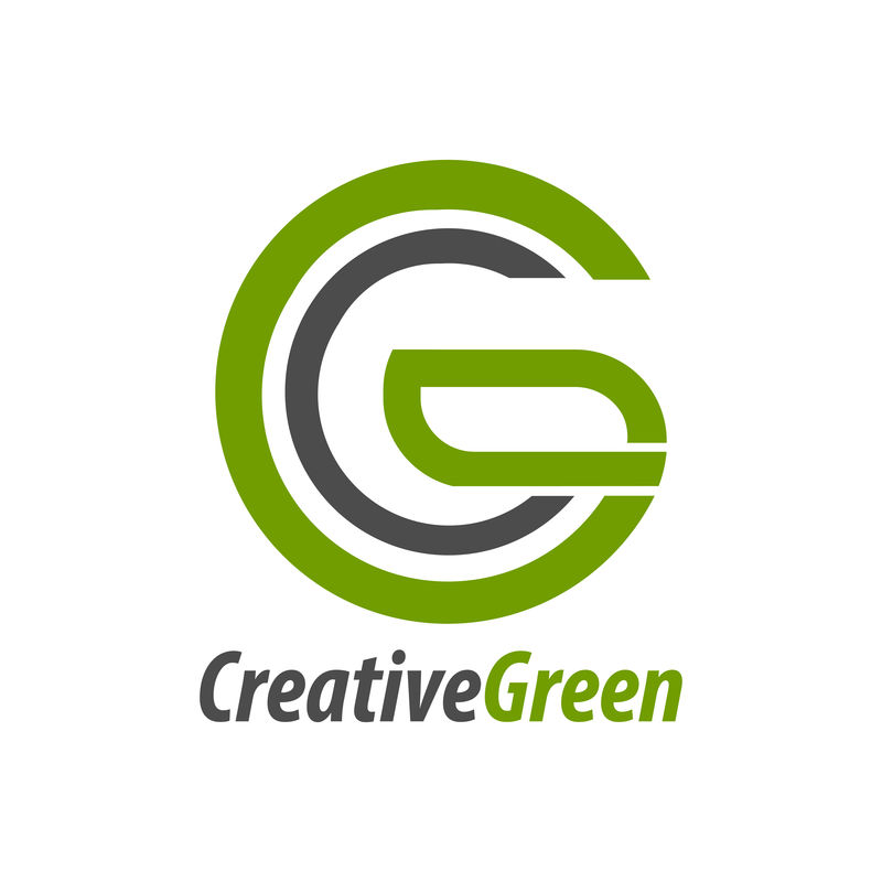 创意绿首字母CGGCC标志概念设计温度