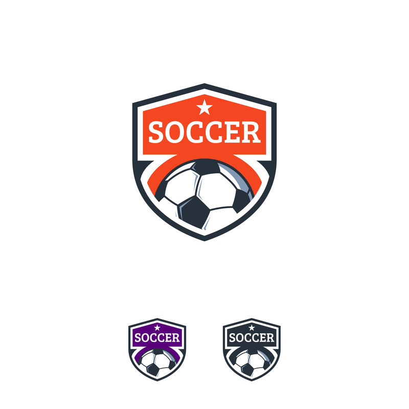 足球运动标志设计徽章矢量模板-职业足球运动徽章标志