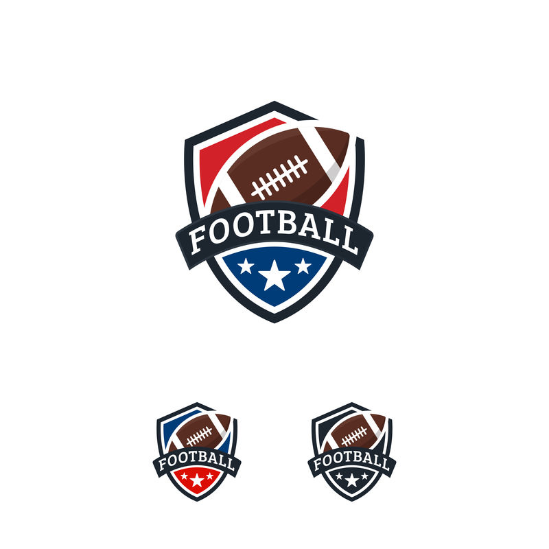 美国足球标志设计徽章模板-橄榄球标志徽章