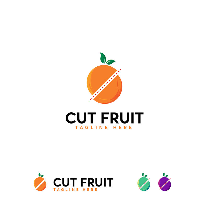 水果切片标识设计概念矢量-切割水果标识模板