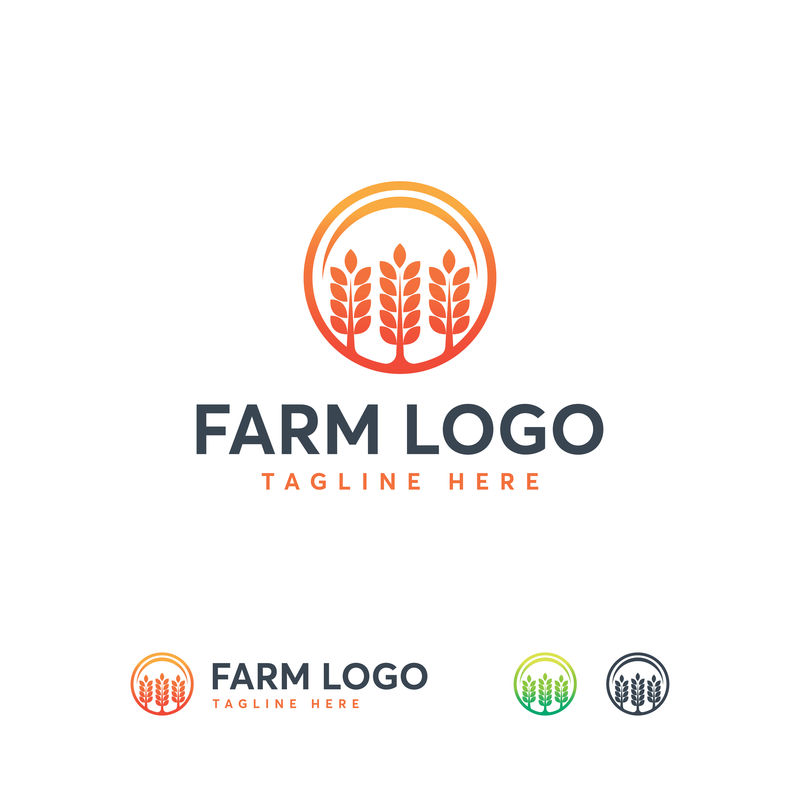 农场小麦标识设计模板农业谷物标识符号