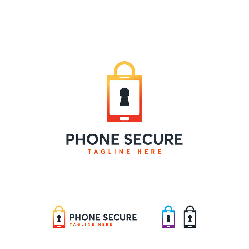 Phone Secure徽标设计模板-Phone Shield徽标符号