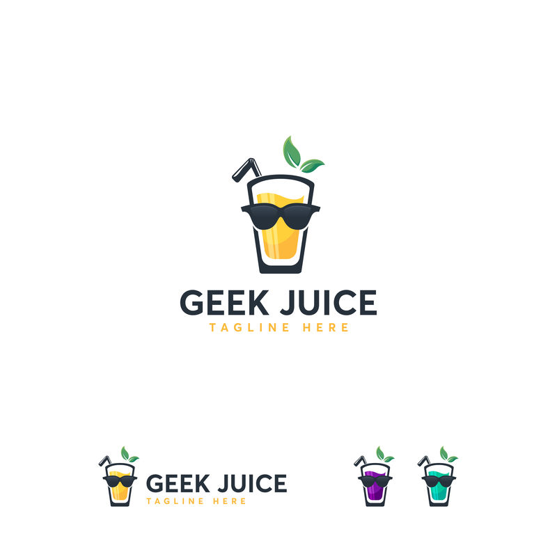 酷极客果汁标志设计概念矢量-休闲果汁饮料标志模板