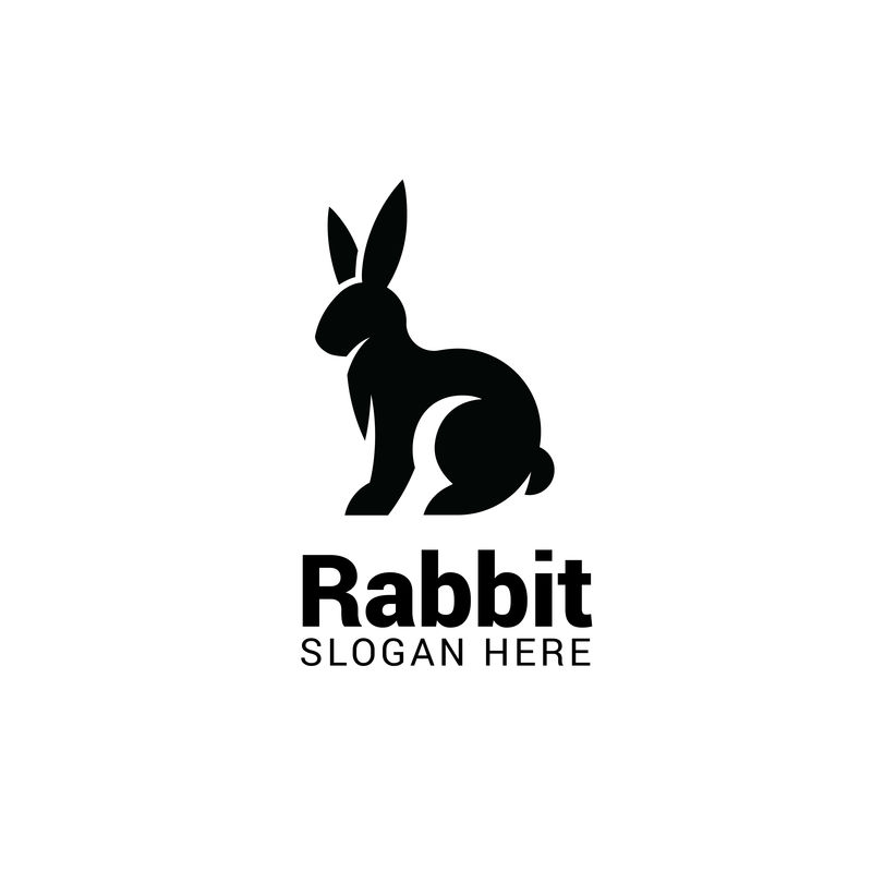 白色背景上隔离的兔子标志模板
