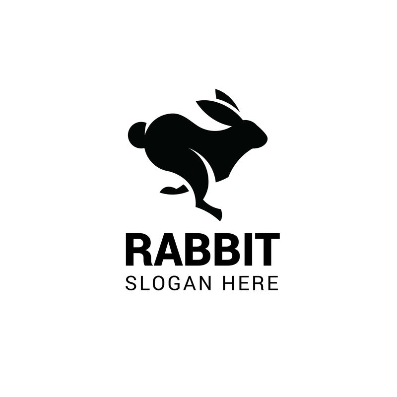 运行在白色背景上隔离的兔子标志模板