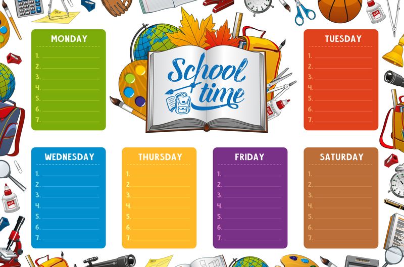 学校时间表周计划彩色笔记