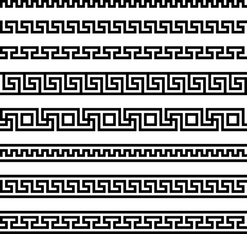 曲流模式-希腊的烦恼重复着主题-矢量无缝模式-简单的黑白背景-几何图形-纺织品涂料重复的背景-织物样本-包装纸