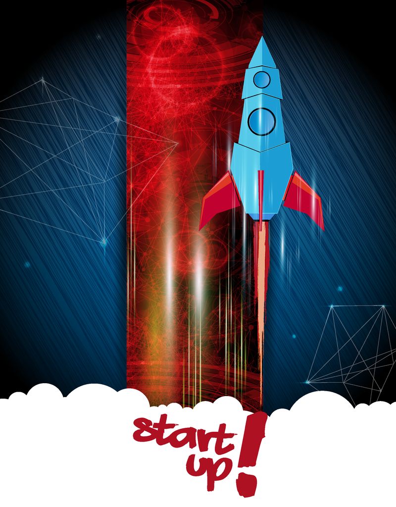 银河飞船火箭-创意-矢量-矢量图