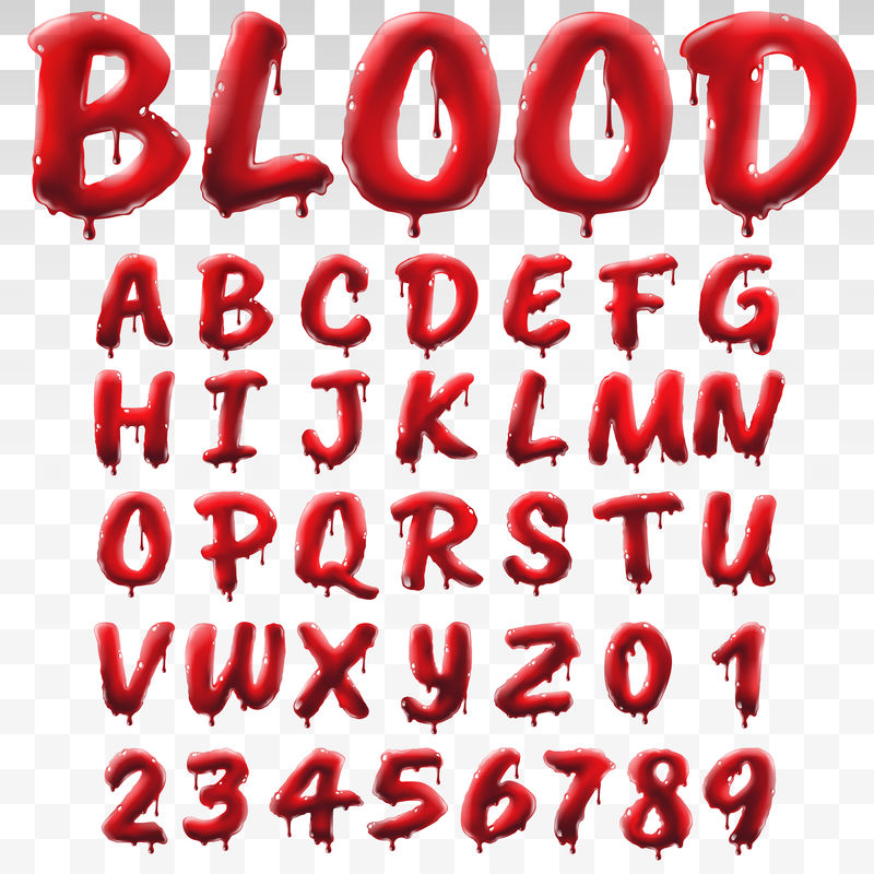 透明背景上的半透明血色字母