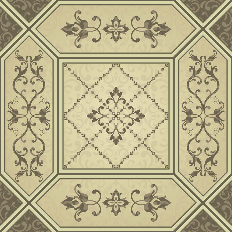 维多利亚时代风格的无缝拼接瓷砖