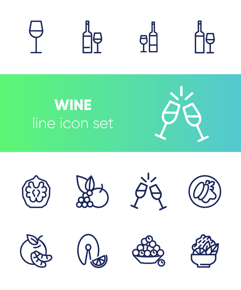 葡萄酒系列图标集