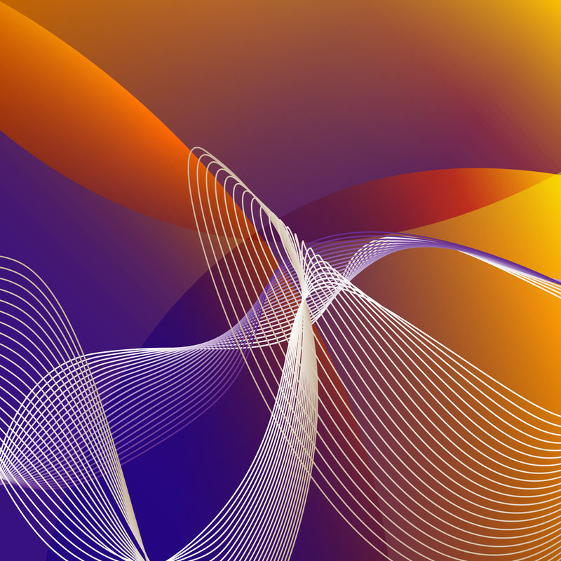 紫色和橙色背景上的彩色矢量波时尚DY