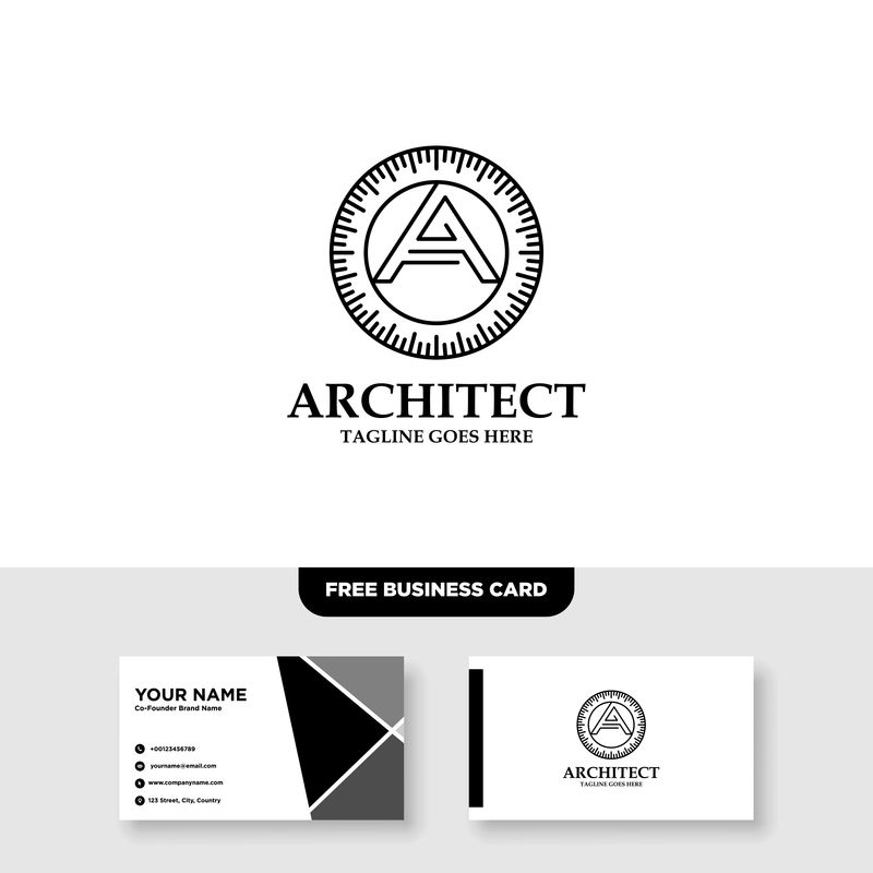 建筑公司建筑建筑师矢量标识模板-矢量免费名片
