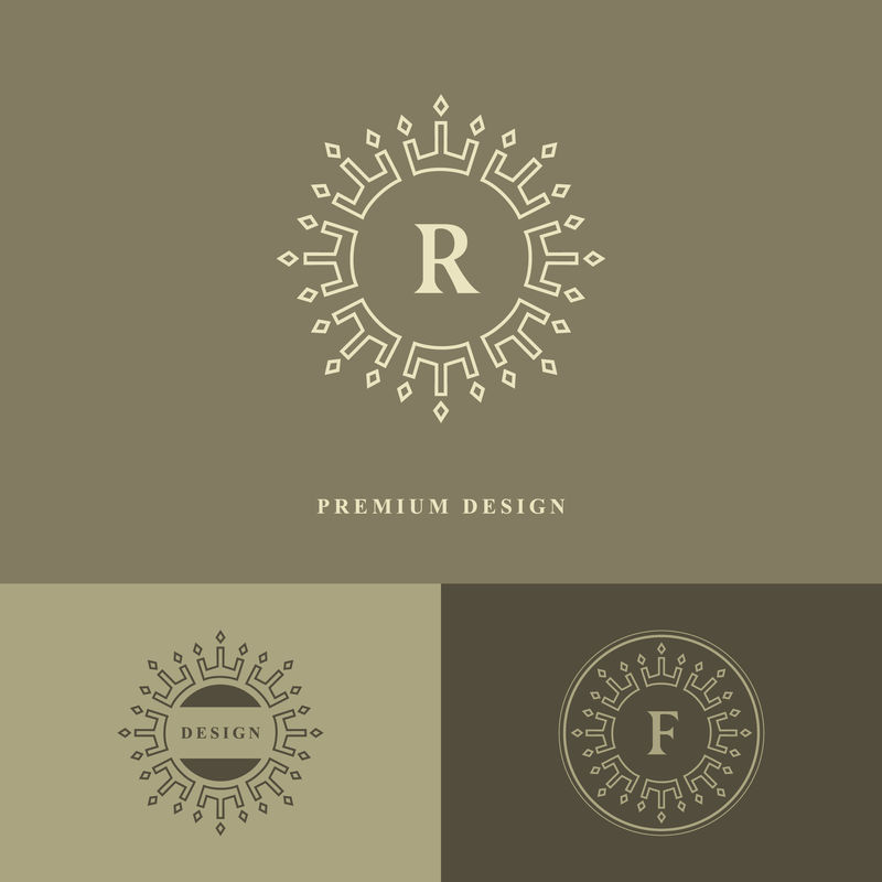 会标设计元素优美的模板书法优雅的线条艺术标志设计字母符号RF代表皇室名片精品店酒店餐厅葡萄酒帧矢量图