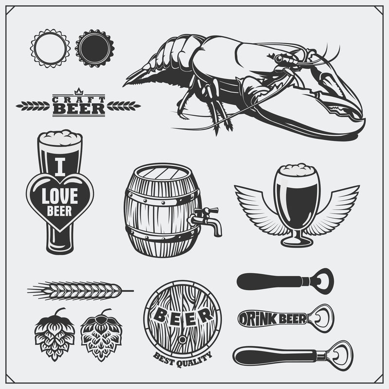 啤酒套装标志符号和设计元素