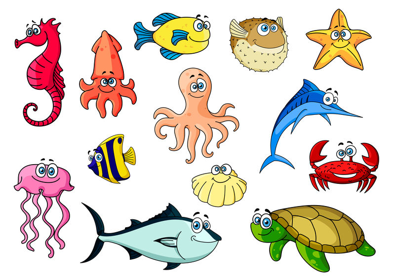 水下野生动物设计卡通动物