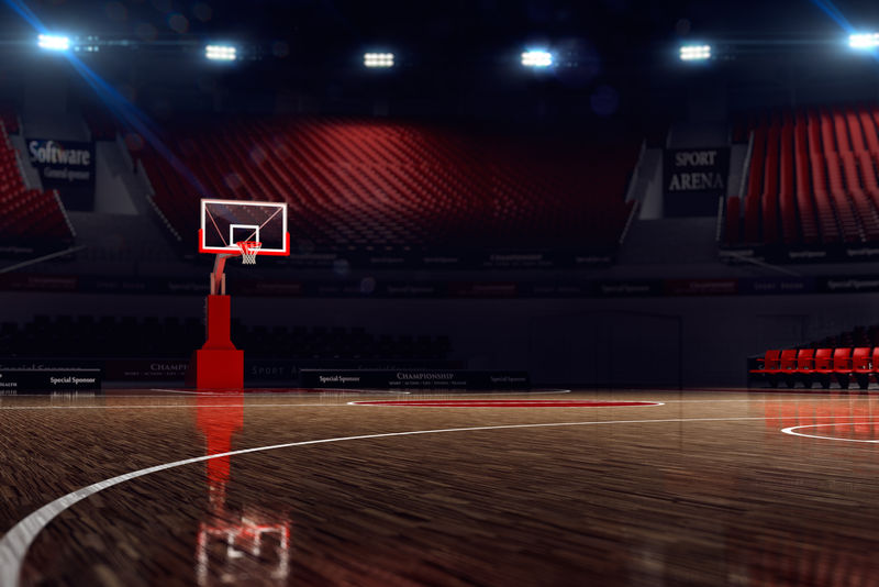 篮球场体育竞技场三维渲染背景散焦长镜头的距离