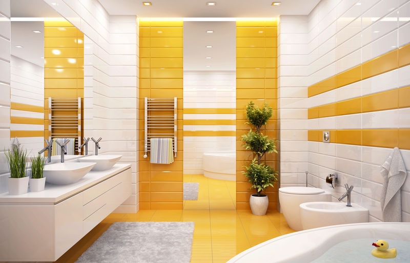 现代风格的橙色浴室