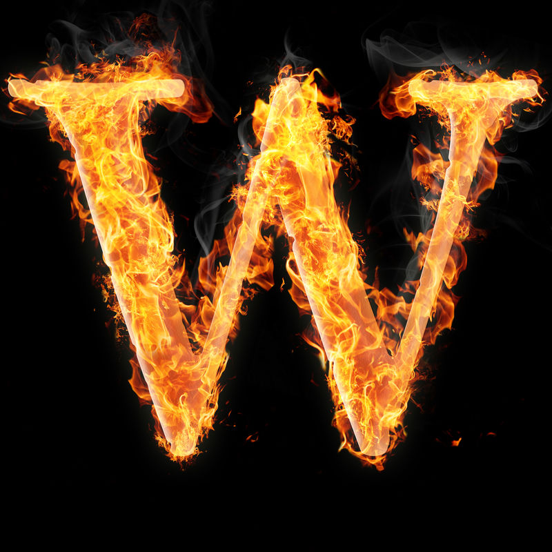 黑底火光中的字体和符号-W