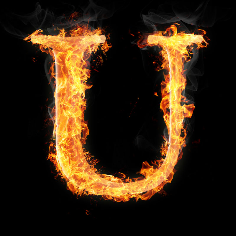 黑色背景中的字体和符号-U