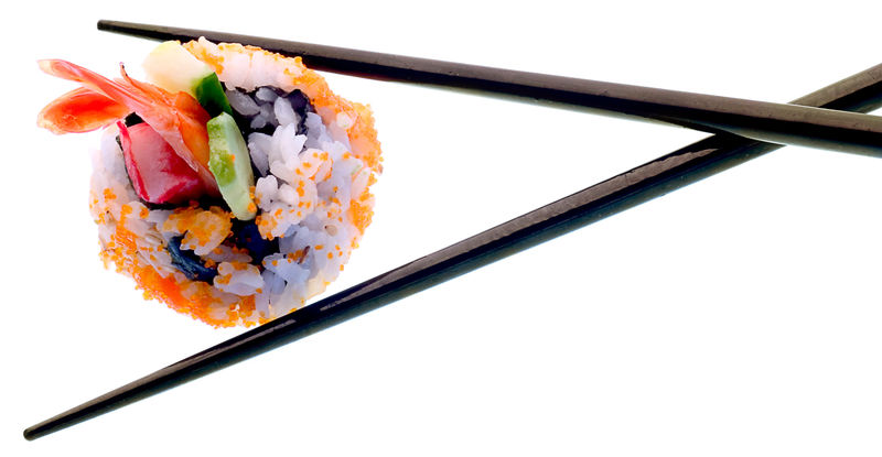 寿司和筷子都是白色的
