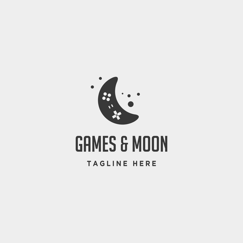 月亮游戏标志设计模板矢量插图图标元素