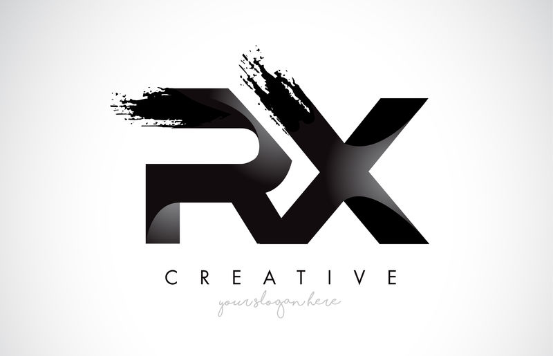 RX字母设计笔触和现代3D外观