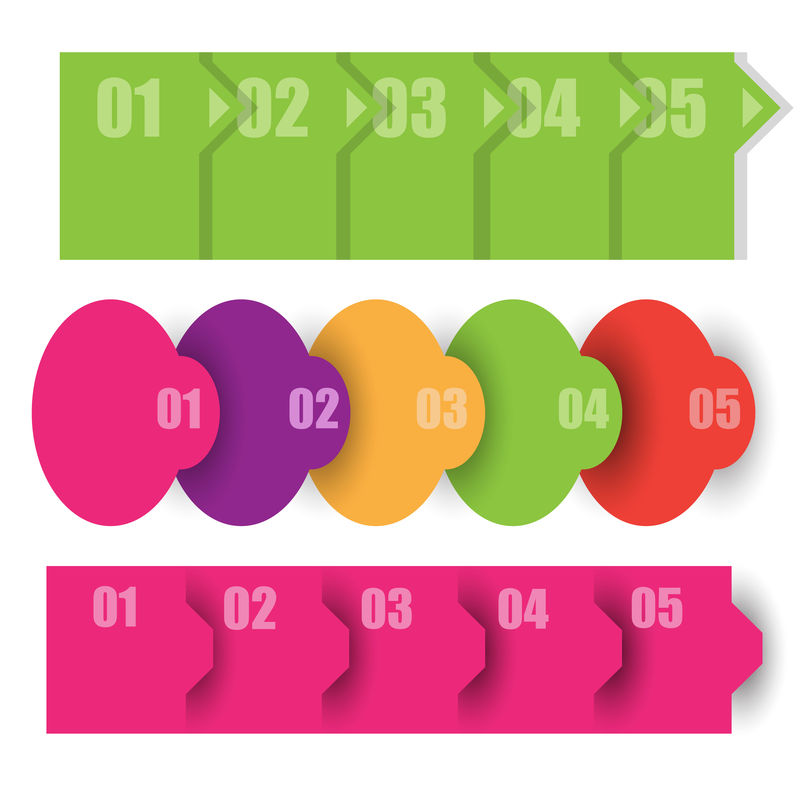 用于演示教育网页设计横幅小册子传单的业务信息图形模板-粉色和绿色标签-矢量图