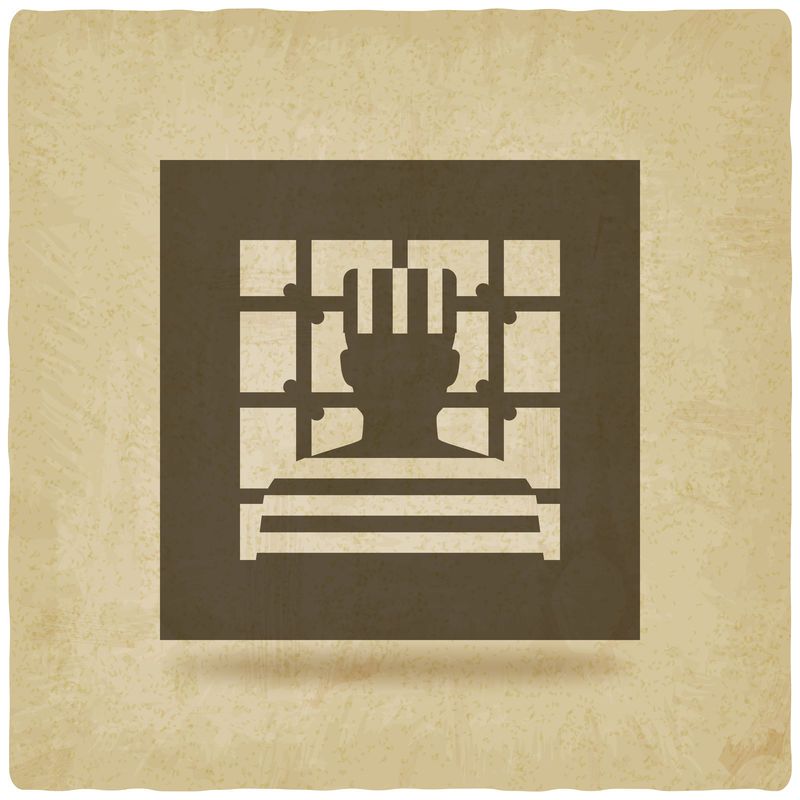 监狱里的囚犯正义符号背景-矢量图解