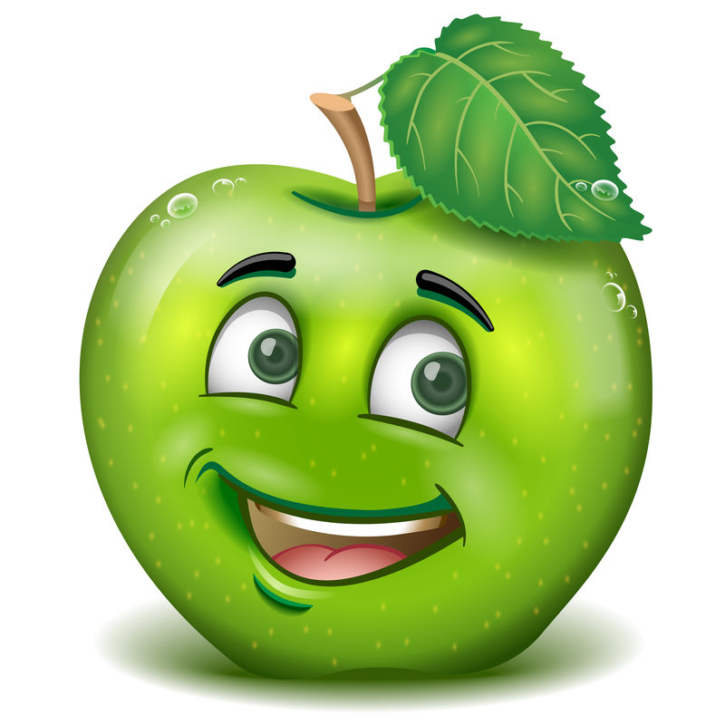 绿苹果-眼睛和蔼-表情惊奇