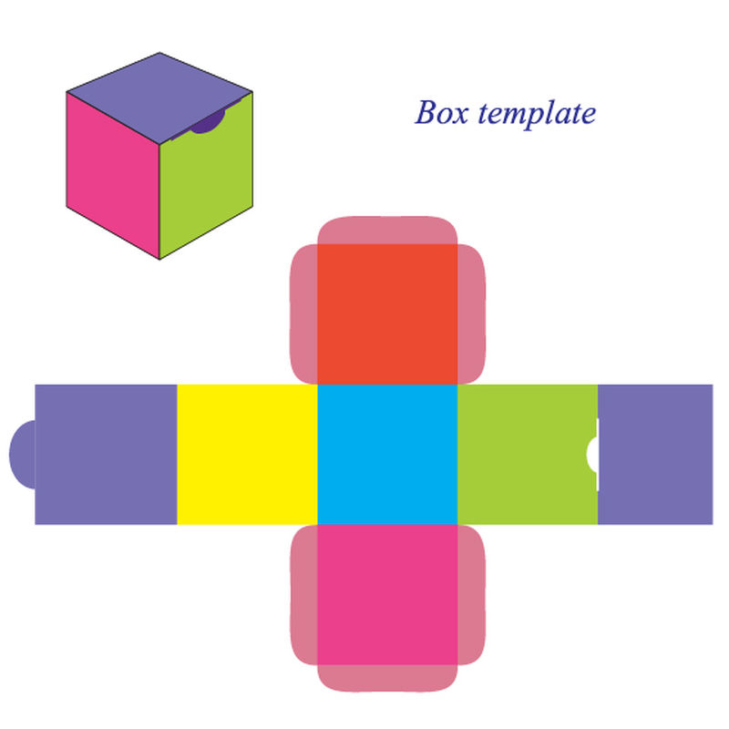 彩色方形盒盖模板矢量图