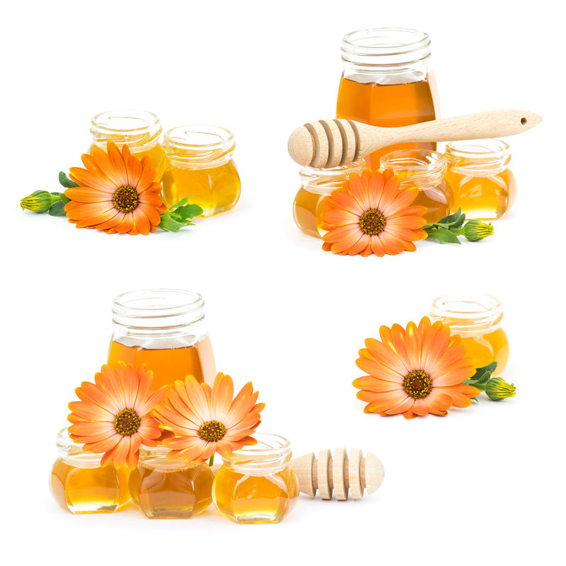 蜂蜜与鲜花-拼贴画