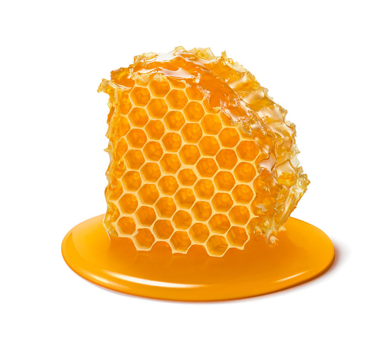 蜂窝切片蜂蜜细胞片白色背景