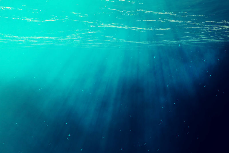 水下海洋有光线的海洋三维插图背景水生
