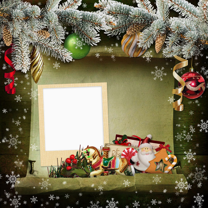 圣诞背景与框架美丽的圣诞装饰